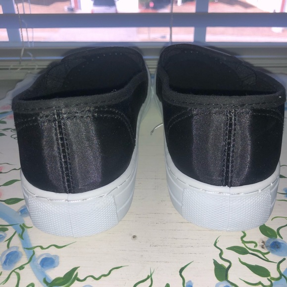 Satin Black Slip On Sneakers - Picture 8 of 8